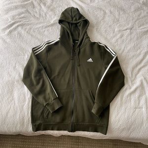Adidas Olive Green Zip Up Hoodie